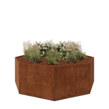 Jardinera de acero corten - Octágono - 241,4 x 241,4 x 80 cm - Sin placa inferior