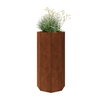 Jardinera de acero corten - Octágono - 48,3 x 48,3 x 100 cm - Con placa inferior