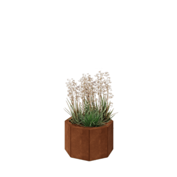 Jardinera de acero corten - Octágono - 48,3 x 48,3 x 30 cm - Con placa inferior