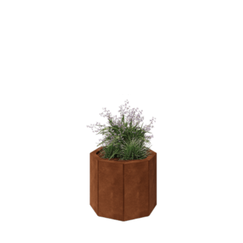 Jardinera de acero corten - Octágono - 48,3 x 48,3 x 40 cm - Con placa inferior