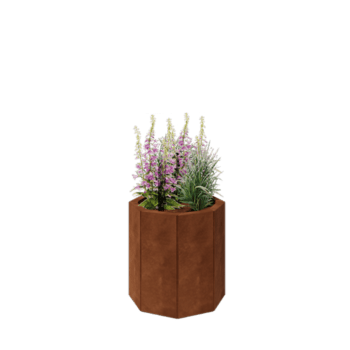 Jardinera de acero corten - Octágono - 48,3 x 48,3 x 50 cm - Con placa inferior