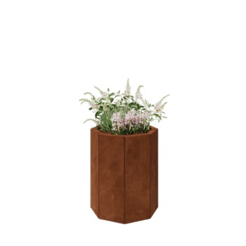 Jardinera de acero corten - Octágono - 48,3 x 48,3 x 60 cm - Con placa inferior
