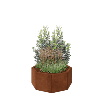 Jardinera de acero corten - Octágono - 72,4 x 72,4 x 30 cm - Sin placa inferior