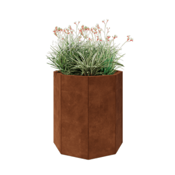 Jardinera de acero corten - Octágono - 72,4 x 72,4 x 80 cm - Sin placa inferior