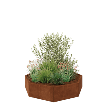 Jardinera de acero corten - Octágono - 144,9 x 144,9 x 30 cm - Sin placa inferior