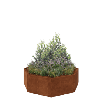 Jardinera de acero corten - Octágono - 144,9 x 144,9 x 40 cm - Sin placa inferior