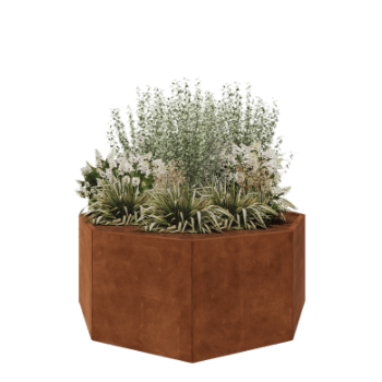 Jardinera de acero corten - Octágono - 168,6 x 168,6 x 70 cm - Sin placa inferior