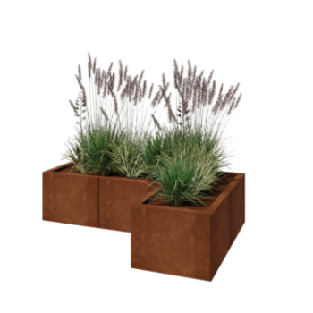 Jardinera de acero corten - Forma de L - 120 x 80 x 30 cm - Sin placa inferior