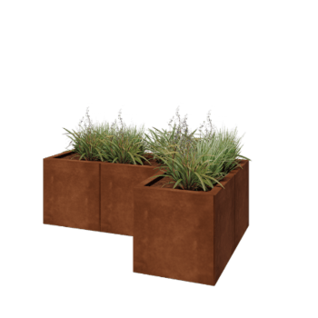 Jardinera de acero corten - Forma de L - 120 x 80 x 40 cm - Sin placa inferior