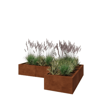 Jardinera de acero corten - Forma de L - 180 x 120 x 30 cm - Sin placa inferior