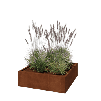 Jardinera de acero corten - Cuadrado - 100 x 100 x 30 cm - Con placa inferior