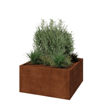 Jardinera de acero corten - Cuadrado - 100 x 100 x 50 cm - Con placa inferior