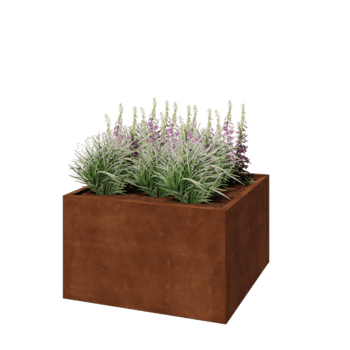 Jardinera de acero corten - Cuadrado - 100 x 100 x 60 cm - Con placa inferior