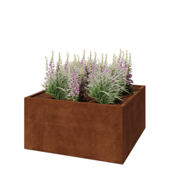Jardinera de acero corten - Cuadrado - 120 x 120 x 60 cm - Con placa inferior