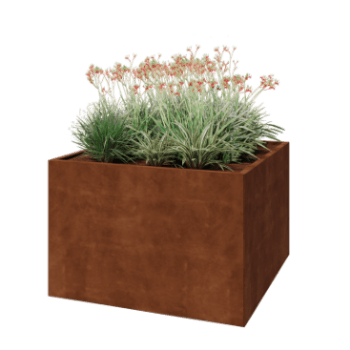 Jardinera de acero corten - Cuadrado - 120 x 120 x 80 cm - Sin placa inferior