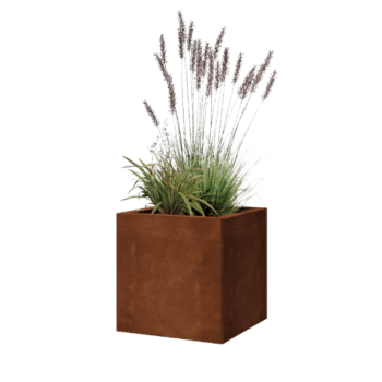 Jardinera de acero corten - Cuadrado - 40 x 40 x 40 cm - Con placa inferior