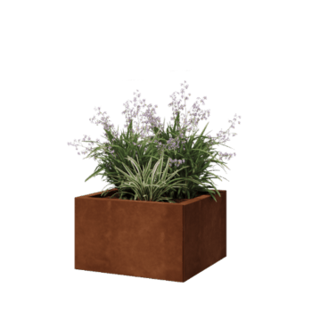 Jardinera de acero corten - Cuadrado - 50 x 50 x 30 cm - Con placa inferior