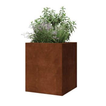 Jardinera de acero corten - Cuadrado - 50 x 50 x 60 cm - Con placa inferior