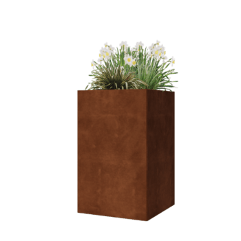 Jardinera de acero corten - Cuadrado - 50 x 50 x 80 cm - Con placa inferior