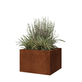 Jardinera de acero corten - Cuadrado - 60 x 60 x 40 cm - Con placa inferior