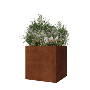 Jardinera de acero corten - Cuadrado - 70 x 70 x 70 cm - Con placa inferior