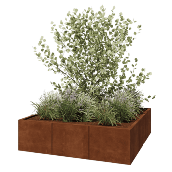Jardinera XXL de acero corten - Cuadrado - 150 x 150 x 40 cm - Sin placa inferior