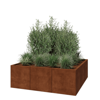 Jardinera XXL de acero corten - Cuadrado - 150 x 150 x 50 cm - Sin placa inferior