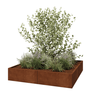 Jardinera XXL de acero corten - Cuadrado - 160 x 160 x 30 cm - Sin placa inferior