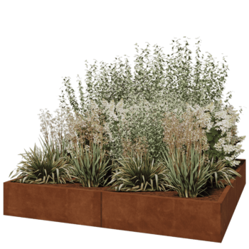 Jardinera XXL de acero corten - Cuadrado - 200 x 200 x 30 cm - Sin placa inferior