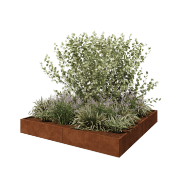 Jardinera XXL de acero corten - Cuadrado - 240 x 240 x 30 cm - Sin placa inferior
