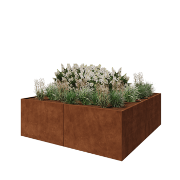 Jardinera XXL de acero corten - Cuadrado - 240 x 240 x 80 cm - Sin placa inferior