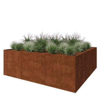Jardinera XXL de acero corten - Cuadrado - 300 x 300 x 100 cm - Sin placa inferior