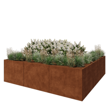 Jardinera XXL de acero corten - Cuadrado - 300 x 300 x 80 cm - Sin placa inferior