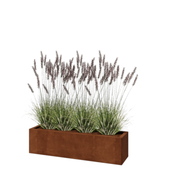 Jardinera de acero corten - Rectángulo - 120 x 30 x 30 cm - Con placa inferior