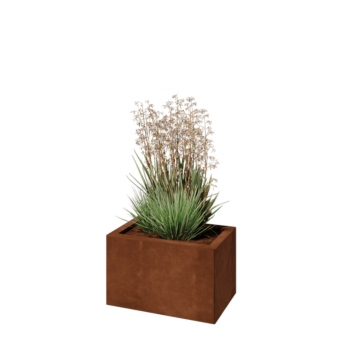 Jardinera de acero corten - Rectángulo - 50 x 30 x 30 cm - Con placa inferior
