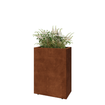 Jardinera de acero corten - Rectángulo - 60 x 30 x 80 cm - Con placa inferior - Con patas