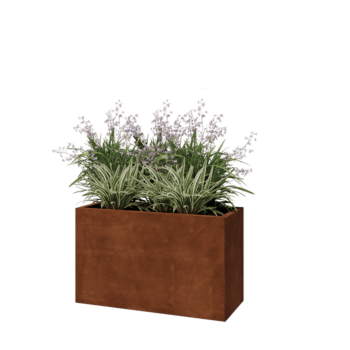 Jardinera de acero corten - Rectángulo - 100 x 40 x 60 cm - Con placa inferior