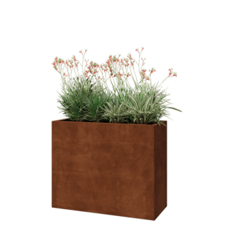 Jardinera de acero corten - Rectángulo - 100 x 40 x 80 cm - Con placa inferior