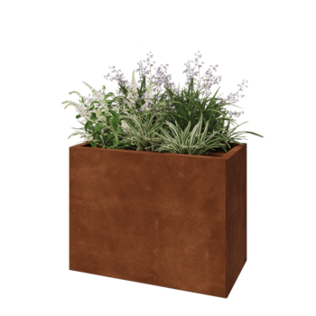 Jardinera de acero corten - Rectángulo - 80 x 40 x 60 cm - Con placa inferior