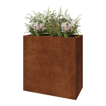 Jardinera de acero corten - Rectángulo - 80 x 40 x 80 cm - Con placa inferior