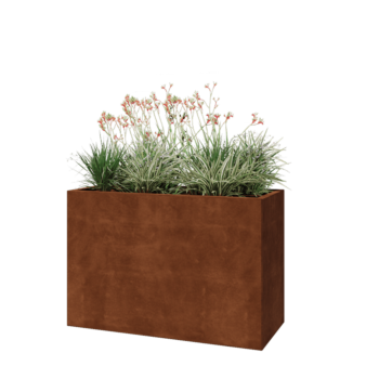 Jardinera de acero corten - Rectángulo - 120 x 50 x 80 cm - Con placa inferior