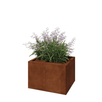 Jardinera de acero corten - Rectángulo - 60 x 50 x 40 cm - Con placa inferior