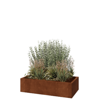 Jardinera de acero corten - Rectángulo - 120 x 60 x 30 cm - Con placa inferior