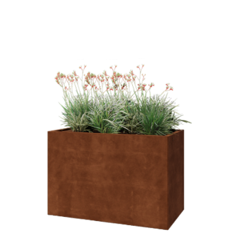 Jardinera de acero corten - Rectángulo - 120 x 60 x 80 cm - Con placa inferior