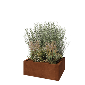 Jardinera de acero corten - Rectángulo - 80 x 60 x 30 cm - Sin placa inferior