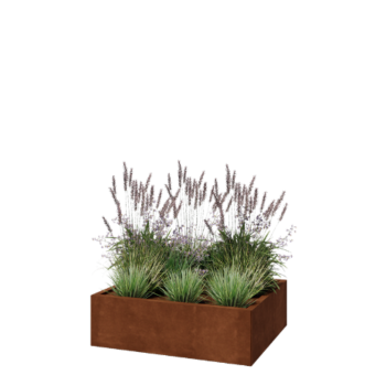 Jardinera de acero corten - Rectángulo - 100 x 80 x 30 cm - Con placa inferior