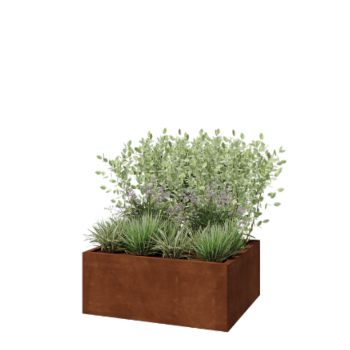 Jardinera de acero corten - Rectángulo - 100 x 80 x 40 cm - Con placa inferior