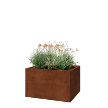 Jardinera de acero corten - Rectángulo - 100 x 80 x 60 cm - Con placa inferior