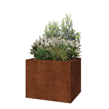 Jardinera de acero corten - Rectángulo - 100 x 80 x 80 cm - Con placa inferior