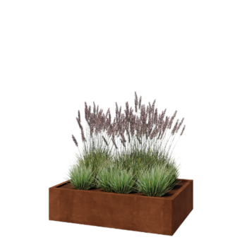 Jardinera de acero corten - Rectángulo - 120 x 80 x 30 cm - Con placa inferior